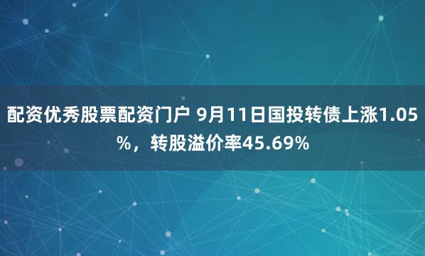 配资优秀股票配资门户 9月11日国投转债上涨1.05%，转股溢价率45.69%