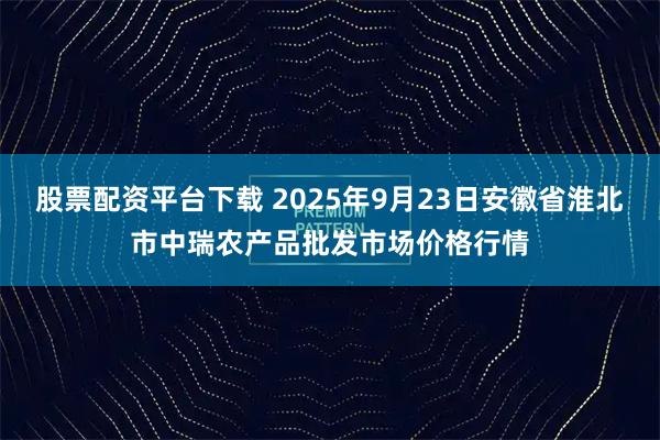 股票配资平台下载 2025年9月23日安徽省淮北市中瑞农产品批发市场价格行情